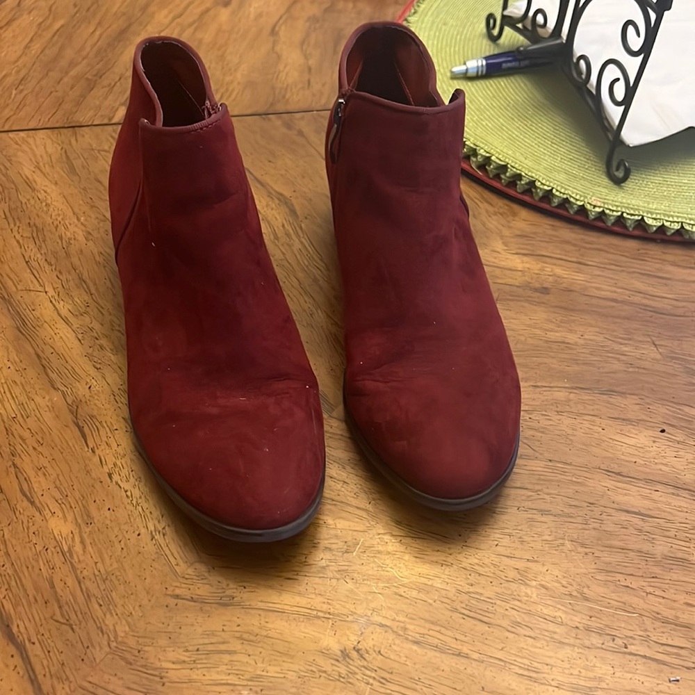 burgundy booties